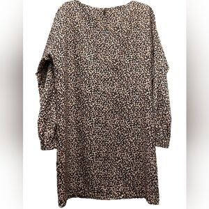 Ann Taylor Loft Leopard Print Long Sleeve Dress Sz Small 3/4 Sleeves